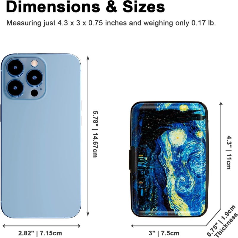 Kaabao Credit Card Holder for Women Men RFID Blocking Metal Wallet Slim Business Aluminum ID Hard Case (van Gogh The Starry Night) - Image 5